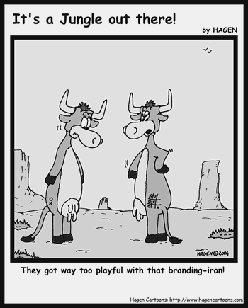 Cartoon, Cow, Branding-Iron