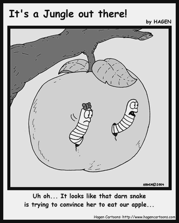 Cartoon, Worm, Apple, Snake, Eden