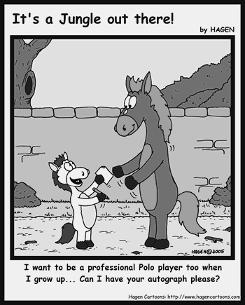 Cartoon, Horse, Polo, Autograph